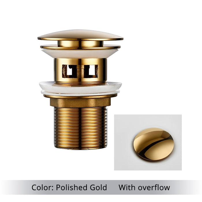 Mirja - Bathroom Sink Drain Pop Up Drain Bathroom Sink Stopper  BO-HA Polished Gold With Overflow 
