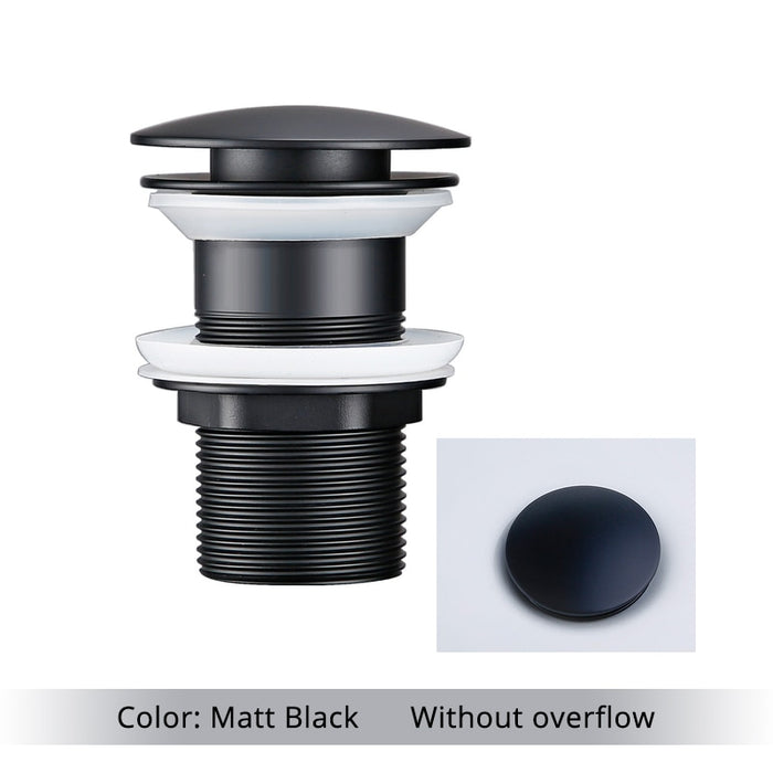Mirja - Bathroom Sink Drain Pop Up Drain Bathroom Sink Stopper  BO-HA Matter Black Without Overflow 