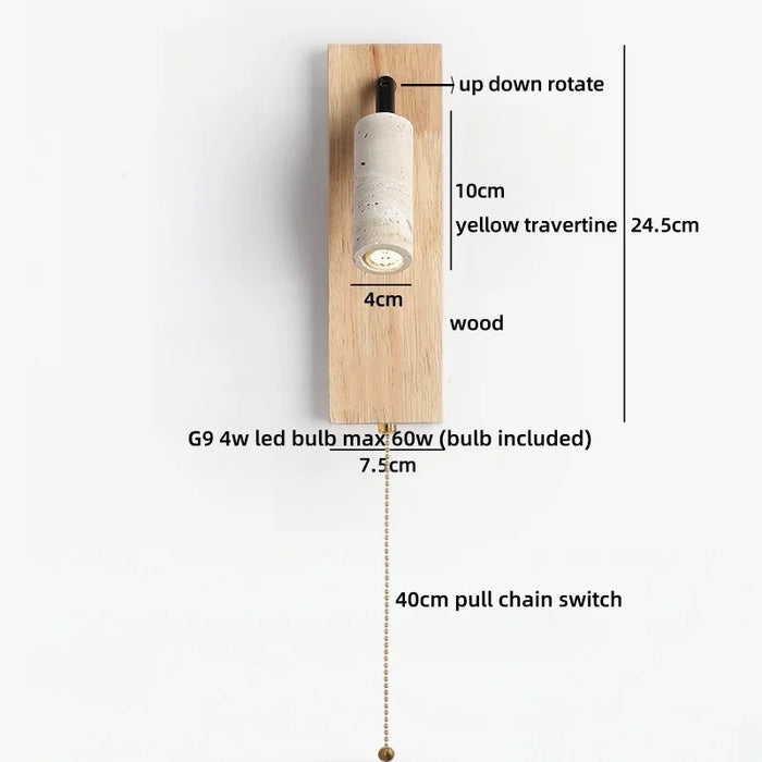 Inari – Adjustable Travertine LED Rotating Reading Sconce