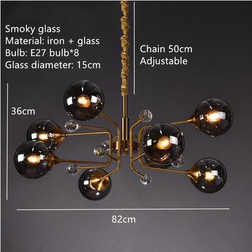 Eira - Glass bubble chandelier Kitchen Island light BO-HA 8 Balls-Gray