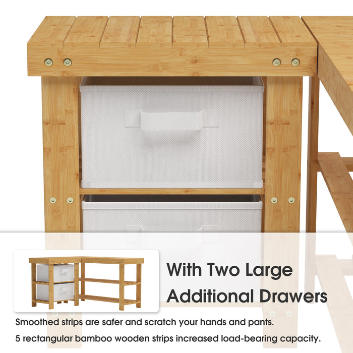 Thylda - Shoe Rack for Entryway Bamboo Shoe Rack Bench  BO-HA   