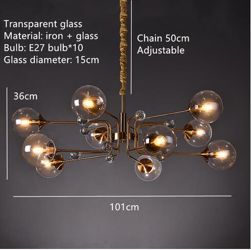 Eira - Glass bubble chandelier Kitchen Island light BO-HA 10 Balls-Clear