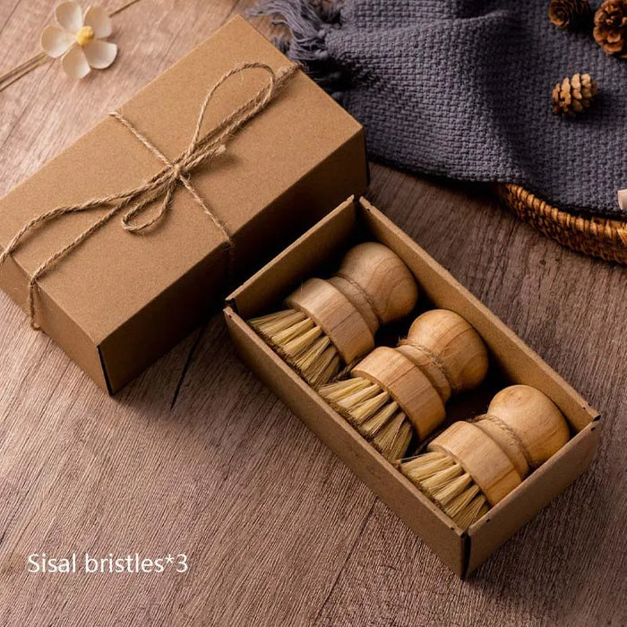 Kabbi - Natural Dish Cleaning Brush Wooden Handle  BO-HA Sisal Bristels  