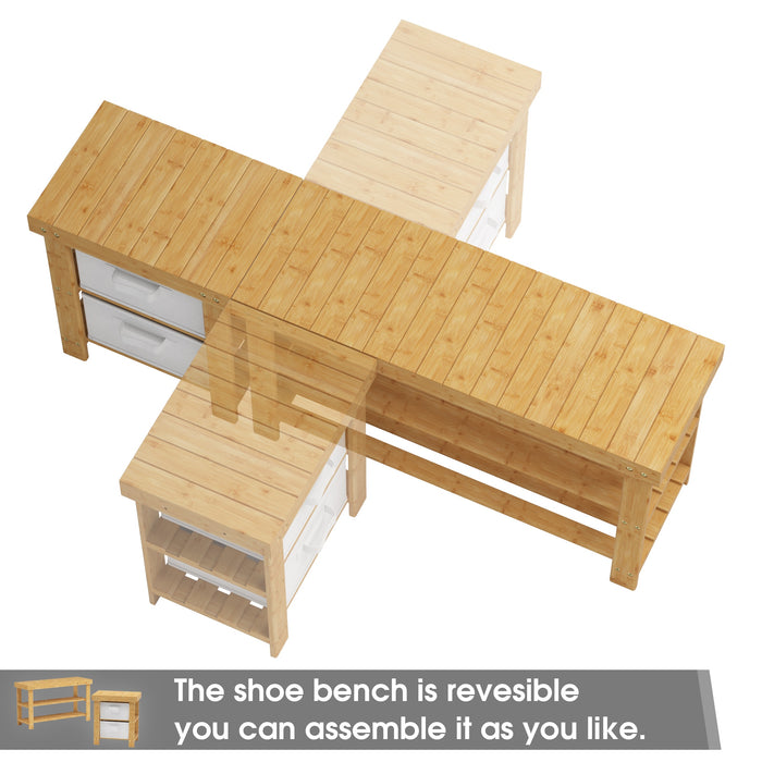 Thylda - Shoe Rack for Entryway Bamboo Shoe Rack Bench  BO-HA   
