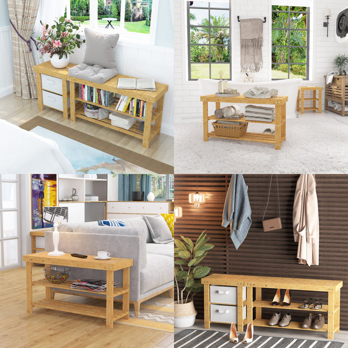 Thylda - Shoe Rack for Entryway Bamboo Shoe Rack Bench  BO-HA   
