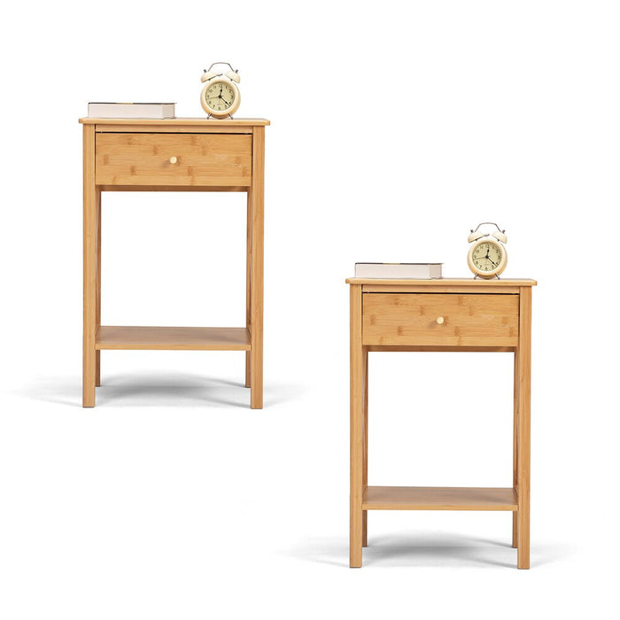 Vilfrid - Bedside Cabinets Wood Cabinet Small Nightstand Set of 2  BO-HA   