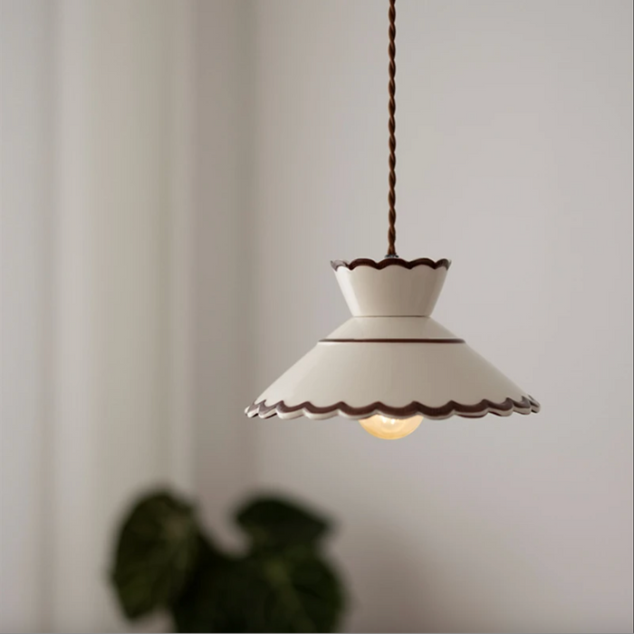 Ronja – Hand-Painted Ceramic Pendant Light BO-HA Ivory Scallop
