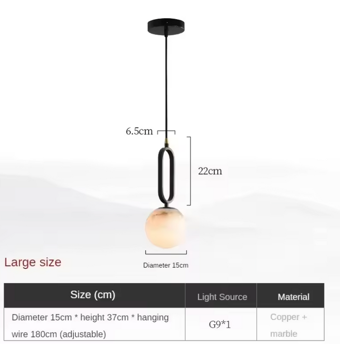 Hulda - Real Natural Marble Pendant Light BO-HA