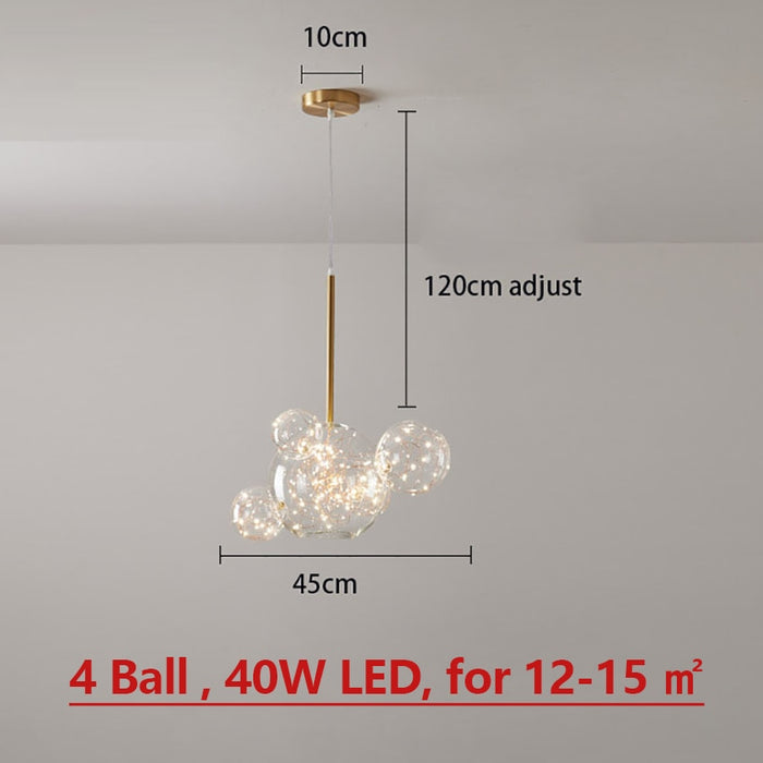 Runa LED Chandelier Glass Pendant Lights  BO-HA 4 Ball Warm Light 