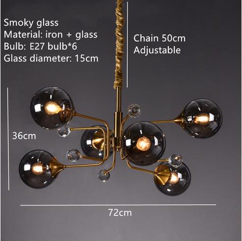 Eira - Glass bubble chandelier Kitchen Island light BO-HA 6 Balls-Gray