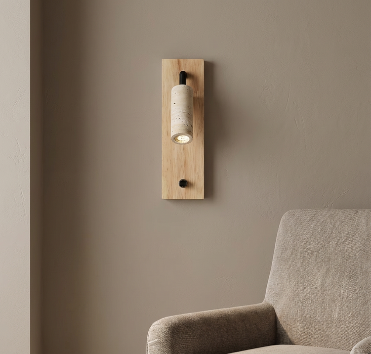 Inari – Adjustable Travertine LED Rotating Reading Sconce