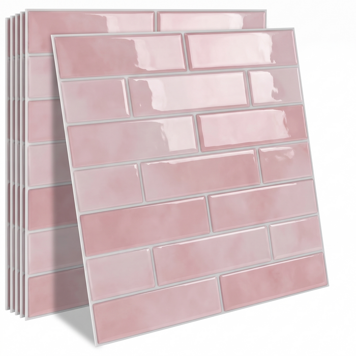 Ebba – Nordic Peel-and-Stick Kitchen Backsplash Tile BO-HA Petal Pink Subway