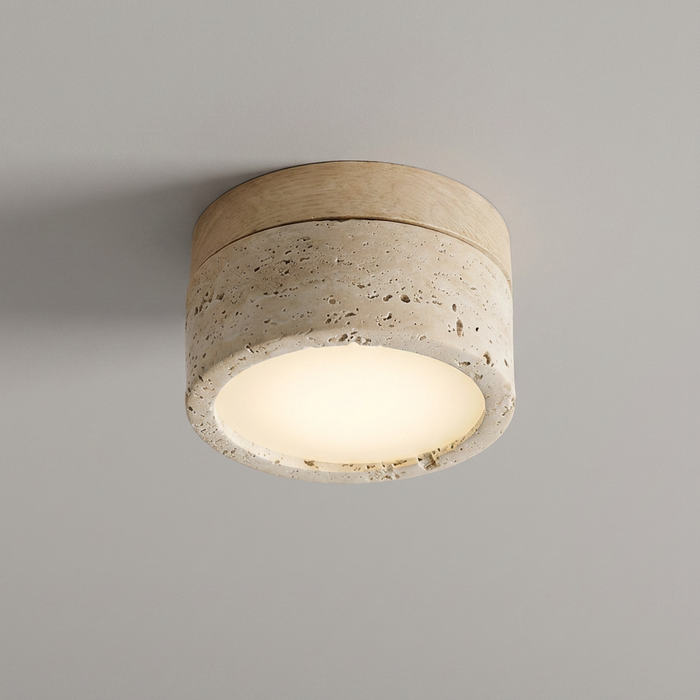Halla – Wabi-Sabi Travertine Japanese Ceiling Light BO-HA Burlywood