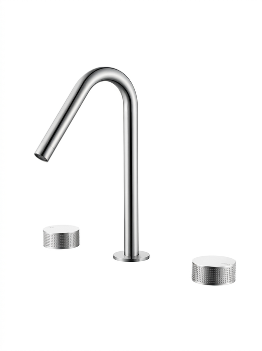 Kilde chrome bathroom faucet – polished finish with knurled dual handles