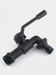 Skade – black outdoor garden faucet detail view – single-outlet bibcock with lever handle and hose barb