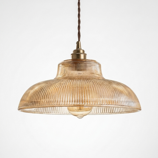 Mossa – Nordic Ribbed Glass Café Pendant Light BO-HA Amber Glass