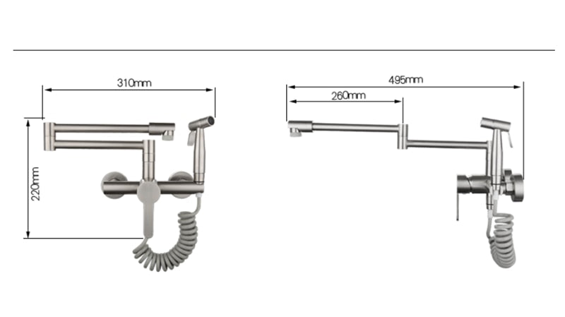 Saria - Wall Mounted Nordic Pot Filler Faucet Kitchen Faucet with Sprayer  BO-HA   