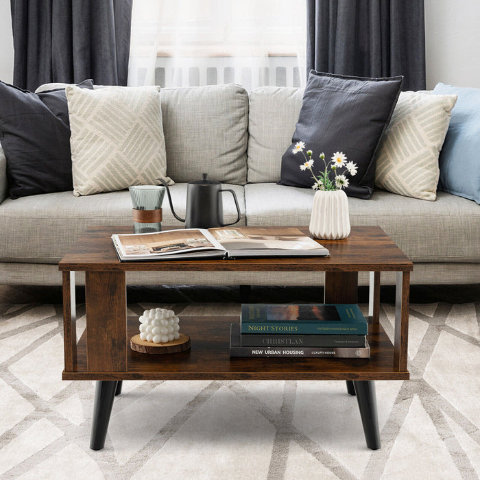 Lovisa - Wood Coffee Table with Storage Square Coffee Table with Storage  BO-HA   