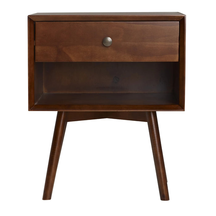 Hallvard - Mid Century Modern Nightstand Walnut Solid Wood Nightstand Small Bedside Table  BO-HA   