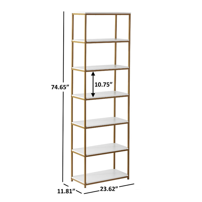 Inkeri - 6-Shelf Gold Metal Frame Bookcase  BO-HA   