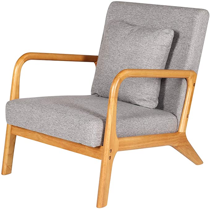 Maren - Living Room Accent Chairs Bedroom Chair Reading Armchair Indoor Wooden Chairs Reading Chair  BO-HA Grey  