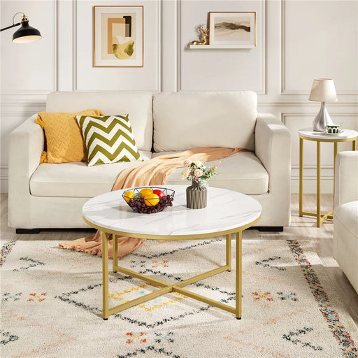 Sivert - Modern Oval Coffee Table Faux Marble  BO-HA Default Title  