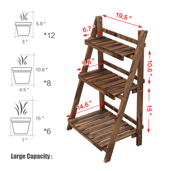 Frideborg - Tiered Plant Stand Plant Shelf Indoor & Outdoor Plant Shelf Flower Stand  BO-HA   