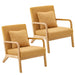 Maren - Living Room Accent Chairs Bedroom Chair Reading Armchair Indoor Wooden Chairs Reading Chair  BO-HA Yellow 2pcs  
