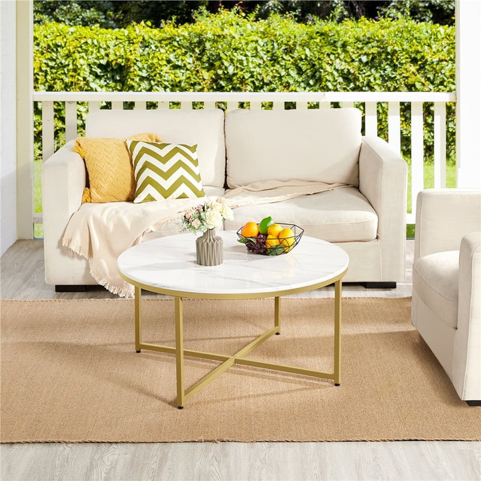 Sivert - Modern Oval Coffee Table Faux Marble  BO-HA   
