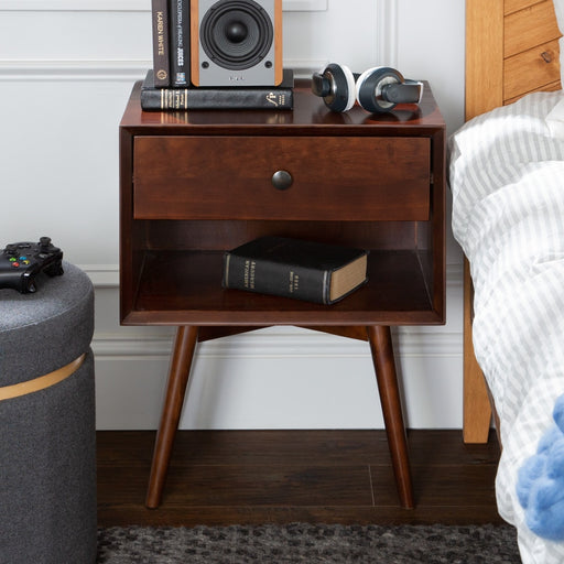 Hallvard - Mid Century Modern Nightstand Walnut Solid Wood Nightstand Small Bedside Table  BO-HA Default Title  