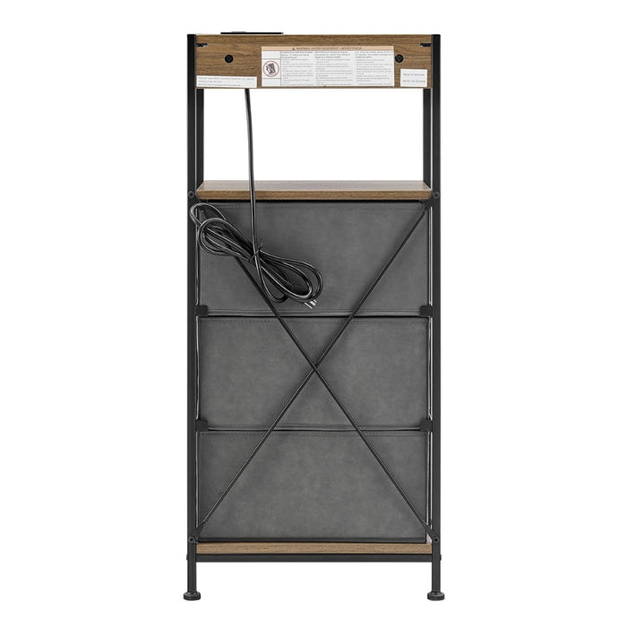 Eilif - Modern 3 Drawer Nightstand with Charging Station  BO-HA   
