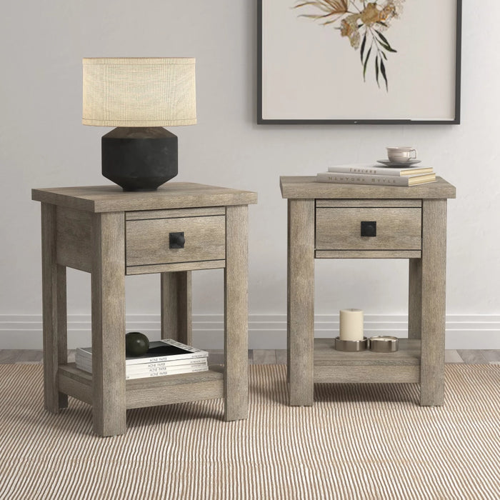 Dagrun - Modern Farmhouse 1 Drawer Nightstand Set of 2 Bedside Table  BO-HA Default Title  