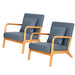 Maren - Living Room Accent Chairs Bedroom Chair Reading Armchair Indoor Wooden Chairs Reading Chair  BO-HA Blue 2pcs  