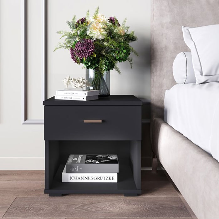 Ulf - Modern Black Nightstand Small Bedside Table  BO-HA Black  