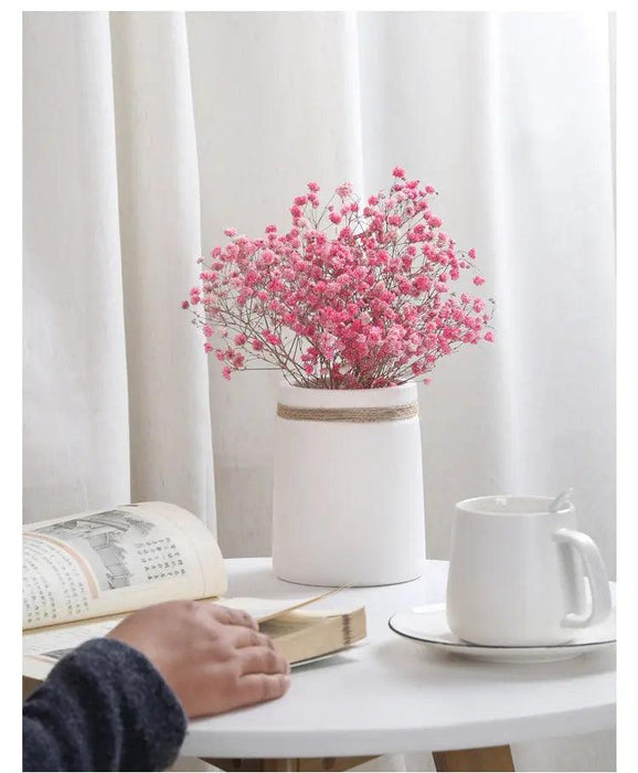 Signe - Modern White Vase with Hemp Rope Vases BO-HA   