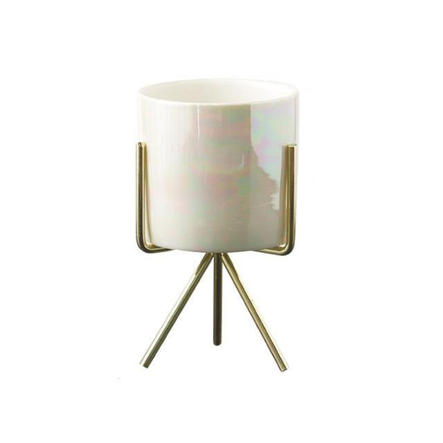 Ida - Ceramic Flower Planters with Modern Stand  BO-HA M Pearl With hole 